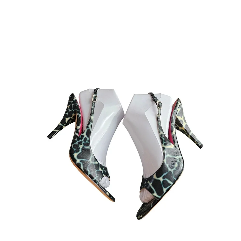 Kate‎ Spade Patent Leather Animal Print Heels Sandals Size 8.5B